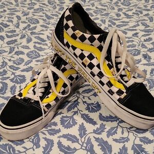 SpongeBob Vans Black and White Checkerboard with Yellow Highlights
